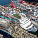 Cruceros en el astillero de Aliaga en diferentes estados de desmantelamiento.